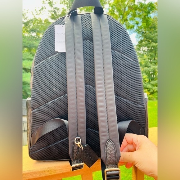 Coach Signature Brown Black Pebble Leather Backpack NWT​ - Picture 7 of 7